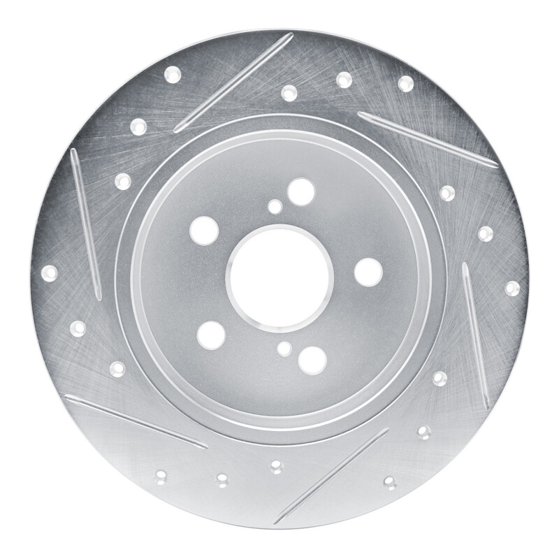 Toyota Corolla Brake Rotor (1) - Rear Right - R1 Concepts - Drilled & Slotted - Silver - `19-`25